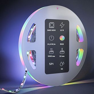 Светодиодная лента 12V 5050 14,4Вт/м RGB 5м IP 65 201243, 500 см, Maytoni SPI 201243, цена за метр, катушкой по 5 м