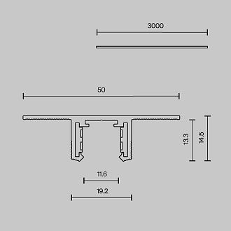 Шинопровод 3м Exility X встраиваемый под ГКЛ 12,5мм, черный 300*5*1 см, Maytoni Technical  TRX239-423.12B, Черный