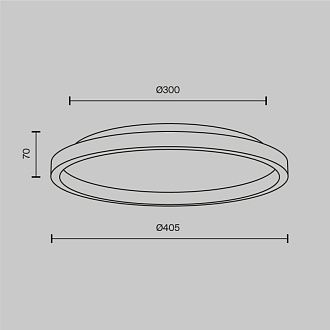 Накладной светильник 40,5*7 см,  LED, 27W, 3000К, Maytoni Orign MOD311CL-L27B3K черный