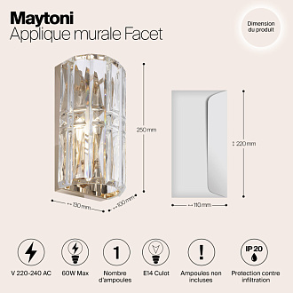 Светильник 25 см, Maytoni Facet MOD094WL-01G, золото