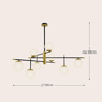 Подвесной светильник Maytoni Nostalgia MOD048PL-09G, диаметр 132 см, матовое золото