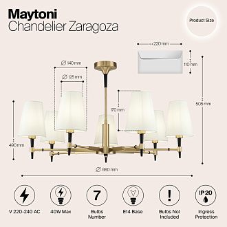 Подвесная люстра Maytoni Zaragoza H001CL-07BS, латунь, диаметр 88см