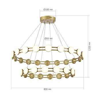 Каскадная люстра 80*120 см, 1*LED*70W, 4000K, ST-Luce Monro SL6610.203.36, золото матовое