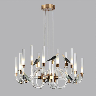 Люстра 72,5*72,5*166,5 см, LED 1*30, 4000 К, Odeon Light Exclusive Lark 5431/30L, золотой (под латунь)/бежевый/зеленый/белый градиент