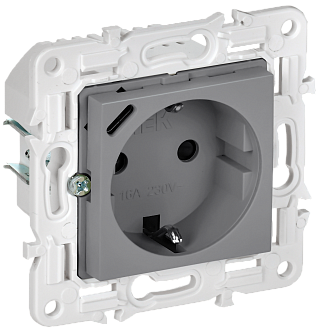 SKANDY Розетка с з/к/ш 16А с USB C 18Вт SK-R17Gr сер. IEK, SK-R14-16-U14-018-K03