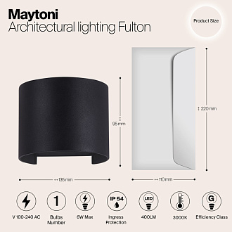 Уличный настенный светильник Maytoni Fulton O573WL-L6B, черный/матовый