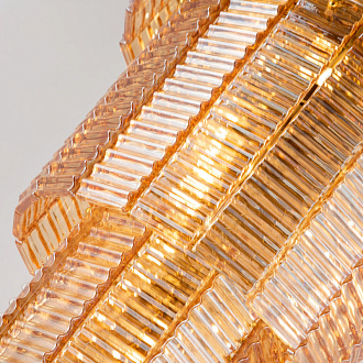 Подвесная люстра Favourite Prestige 2973-8P, D410*H695/1695, каркас золотого цвета, подвески из рифленого стекла янтарного цвета, изготовленного по Муранской технологии