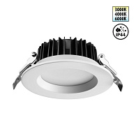 Встраиваемый LED светильник с переключателем цветовой температуры 11,5*11,5*4,8 см, LED 10W 3000-4300-6800K Novotech DRUM 359413 белый, вр 10 см