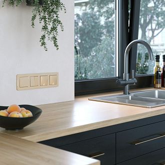W0042611 Рамка на 4 поста Platinum, шампань Werkel, 4690389184529