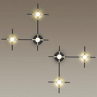 Бра 38 см, 9W, 4000K, 720Lm Odeon Light Costella 3906/9WL черный-золото