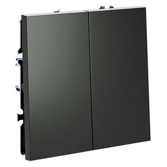 Выключатель встраиваемый Voltum S70 двухклавишный 10А, титан пластик Soft touch VLS020106