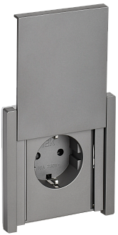 Розетка с з/к/ш с кр. б/к 16А IP44 FP519 стальной IEK FORTE&PIANO, FP-R16-16-1-44-K46