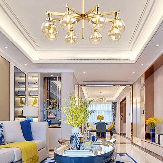 Подвесная люстра Carmella Globe PENDANT 10 40,5*48*48 см, 10*E14*40W, ImperiumLoft 40.1596, Латунь