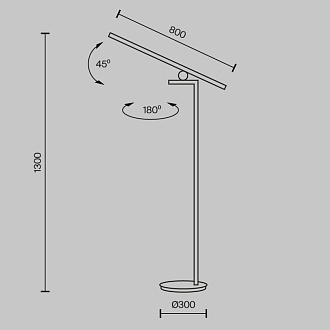 Торшер 80*30*189 см, LED, 3000К, Maytoni Emphaty MOD363FL-L14B3K черный