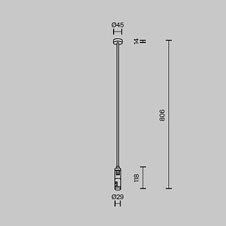 Комплектующие для трековой системы  TRA159C-D1-PT 4,5*2,9*-80,6 см, *Maytoni technical Accessories for tracks Flarity TRA159C-D1-PT, Платина