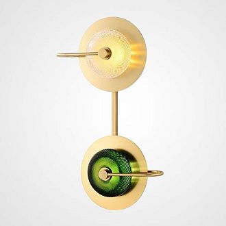 Бра Green Disk Double 28*28*59 см, 2*LED*5W, ImperiumLoft 44.651, Латунь