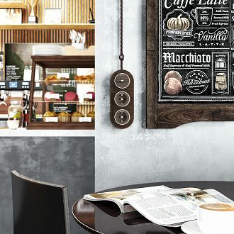 W5812052 Переключатель  выключатель одноклавишный Vintage, мокко матовыйхром Werkel, 4690389174049