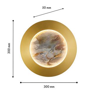 Бра 30*30 см, 1*LED, 24W, 4000K, Favourite Lago 4597-1W, латунь