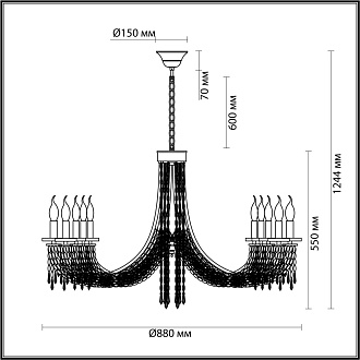 Люстра 88*88*124,4 см, 10 E14*40W, Odeon Light Capel, золотой 5063/10