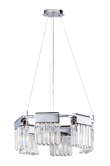 Люстра Ø500 x H180, мм, 6*40W (240W), CHR+CL (Хром + Прозрачный Хрусталь) NewRgy 2462R/6A CHR+CL