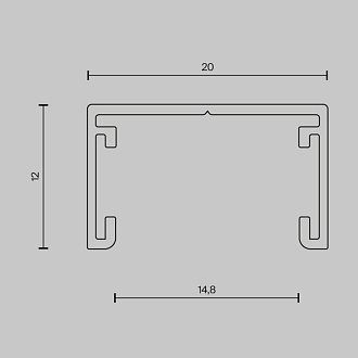 Шинопровод накладной для трековых светильников 100*2*1,2 см, Maytoni Technical Busbar trunkings Basity TRX172-111B черный