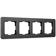 W0042608 Рамка на 4 поста Platinum, черный алюминий Werkel, 4690389184512