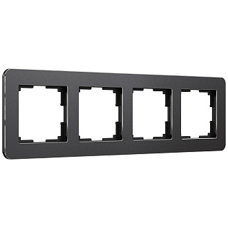 W0042608 Рамка на 4 поста Platinum, черный алюминий Werkel, 4690389184512