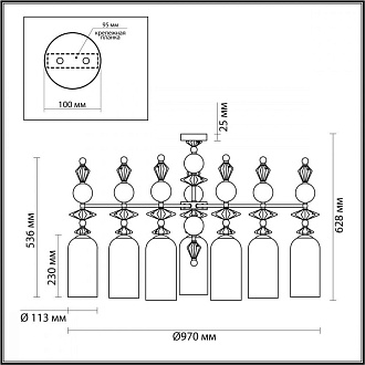 Подвесная люстра диаметр 97 см Odeon Light Bizet 4855/7C Золото