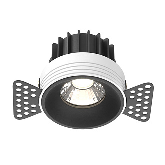 Встраиваемый светильник 7,4*7,4*6 см, LED, 12W, 4000К, Maytoni Technical ROUND DL058-12W4K-TRS-B черный, вр 7,5 см