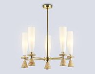 Люстра на штанге с травертином **67,5- см, 5*G9*28W, K, Ambrella Light High Light LH75371, золото
