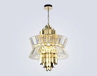 Подвесная люстра с хрусталем **66-120 см, 12*E14*40W, K, Ambrella Light High Light LH41017, латунь