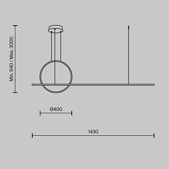 Подвесной светильник 143*11,7*300 см, LED, 40W, 4000К, Maytoni Halo MOD247PL-L49BK черный