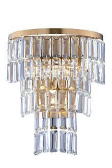 Бра L350 x W200 x H340, мм, 4*40W(160W), PLATING BRASS+CLEAR (Латунь + Прозрачный Хрусталь) NewRgy W2752P/4A PLATING BRASS+CLEAR