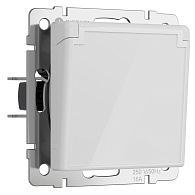 W1171241 Розетка влагозащ. с зазем. с защит. крышкой и шторками, белый акрил Werkel, 4690389197338