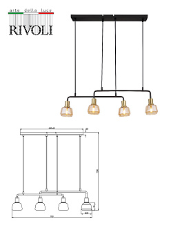 Светильник 76*10*150 см, 4*Е14 подвесной Rivoli Ada 3195-208, черный, бронза