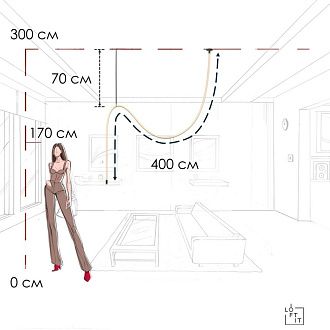 Потолочный светильник 400 см, 41W, 3000K. Loft IT Thread 10388C Black, черный
