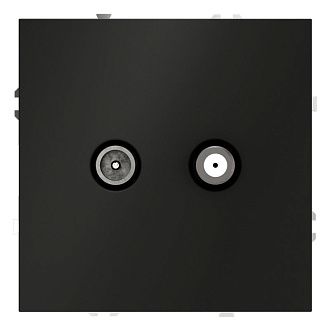 Розетка телевизионнная встраиваемая Voltum S70 оконечная TV+SAT, черный матовый пластик Soft touch VLS060408