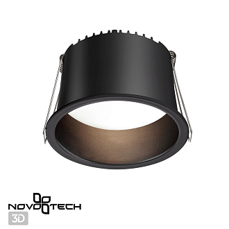 Светильник встраиваемый светодиодный 9,8*9,8* см, LED 12W*3000 К, Novotech Spot Tran, черный, 359237