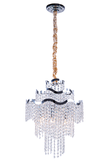 Люстра Ø400 x H500(1000), мм, 6*40W (240W), CHROME+CLEAR (Хром + Прозрачный Хрусталь) NewRgy 5656R/6A CHROME+CLEAR