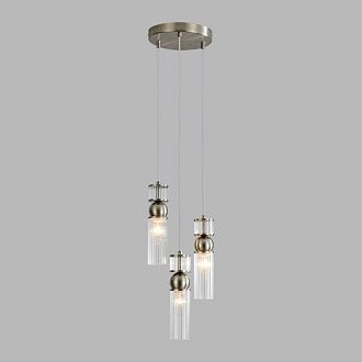 Подвес 22*22*222-222 см, 3*E14*40W, Lumion Denver LUM8277/3A, стальной; серебристый