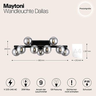 Светильник 66 см, Maytoni MOD547WL-09B, черный