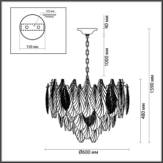 Люстра 60*60*159 см, 15 Е14*40W, Odeon Light Lace, золотой 5052/15
