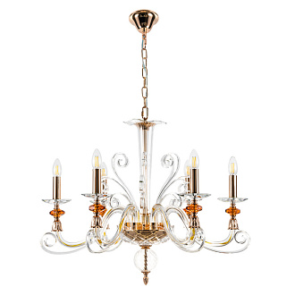 Люстра 70 см, Crystal Lux CATARINA SP6 V2 GOLD/TRANSPARENT-COGNAC Золотой/Прозрачный