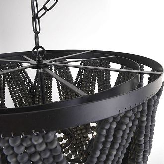 Подвесная люстра Amelia Wood Bead Chandelier 60*60*71 см, 5*E14*40W, ImperiumLoft 40.2125, Чёрный, Коричневый
