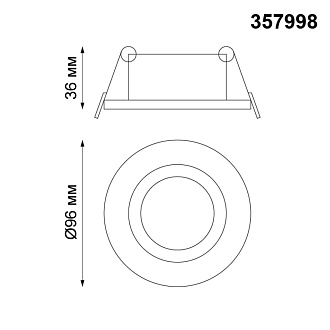 Встраиваемый светильник 10 см, 10W, 3000К, белый, теплый свет, Novotech Stern 357998, LED, вр 7,5 см
