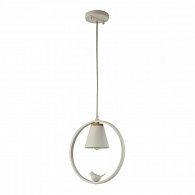 Подвес F-Promo Uccello 2939-1P, W300*H325/1325, каркас матового белого цвета, декоративные вставки из светлого дерева, декоративный элемент в виде белой акриловой птицы
