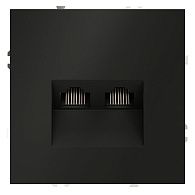 Розетка компьютерная встраиваемая Voltum S70 двойная RJ45+RJ45 кат.6, черный матовый пластик Soft touch VLS060208