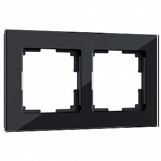 W0021108 Рамка на 2 поста Favorit, черный,стекло Werkel, 4690389159589