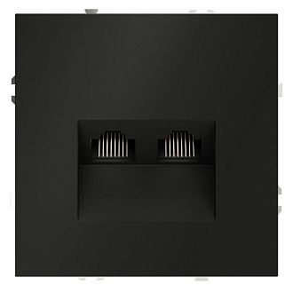 Розетка компьютерная встраиваемая Voltum S70 двойная RJ45+RJ45 кат.6, черный матовый пластик Soft touch VLS060208