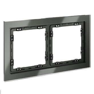 Рамка стеклянная Voltum S70 на 2 поста, титан, стекло Стекло/пластик  VLS110206